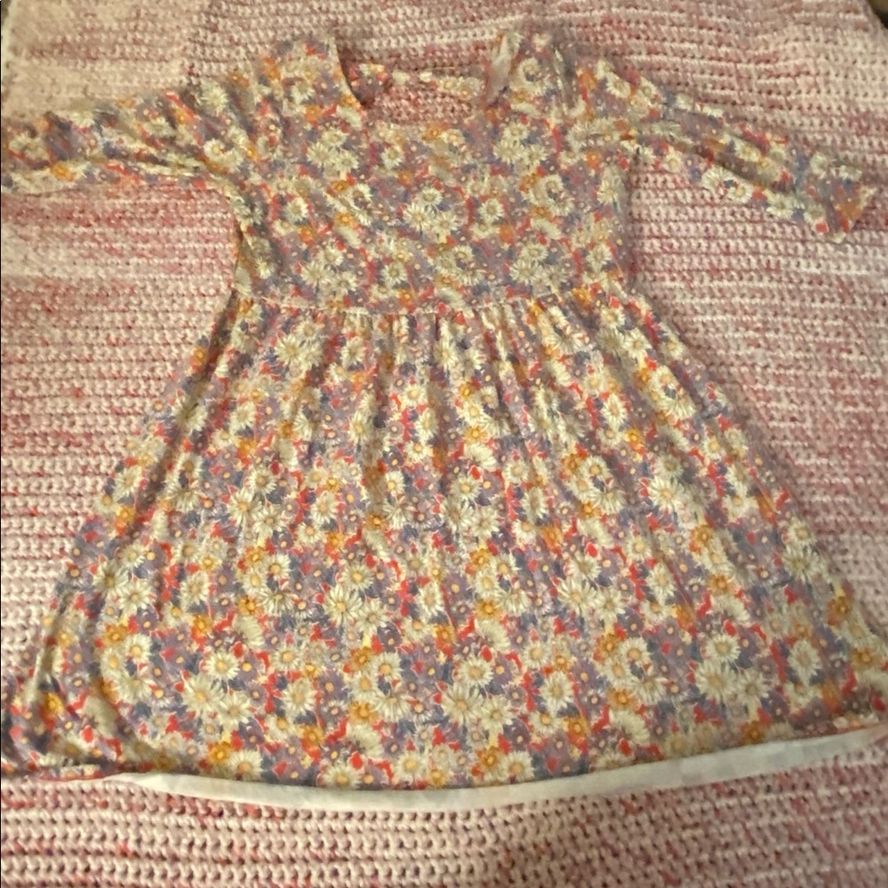 Ditzy Daisy Cotton 3/4 Sleeve Dress